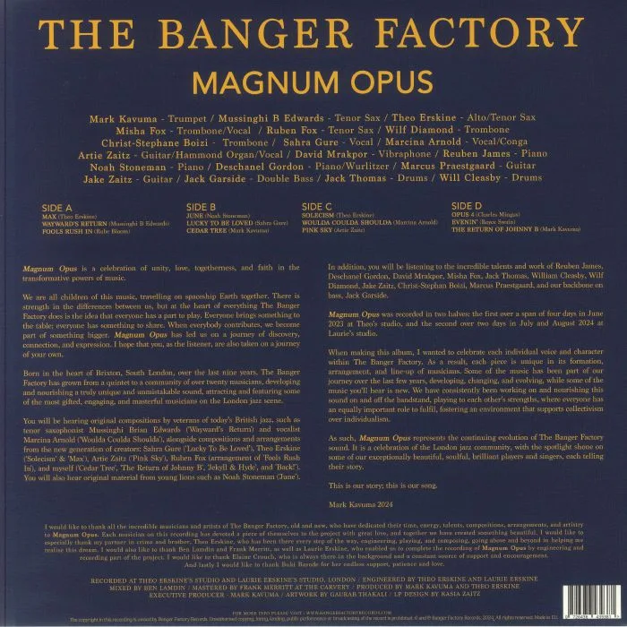 Back cover — Mark KAVUMA / THE BANGER FACTORY — Magnum Opus