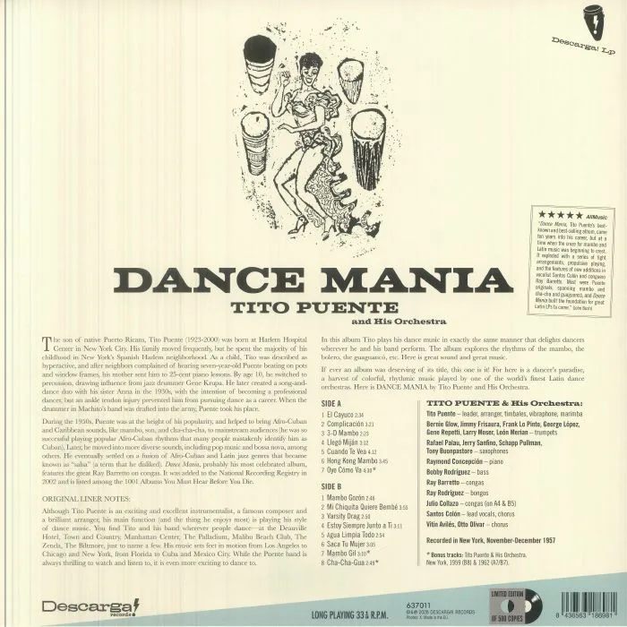 Обратная сторона обложки — Tito PUENTE — Dance Mania