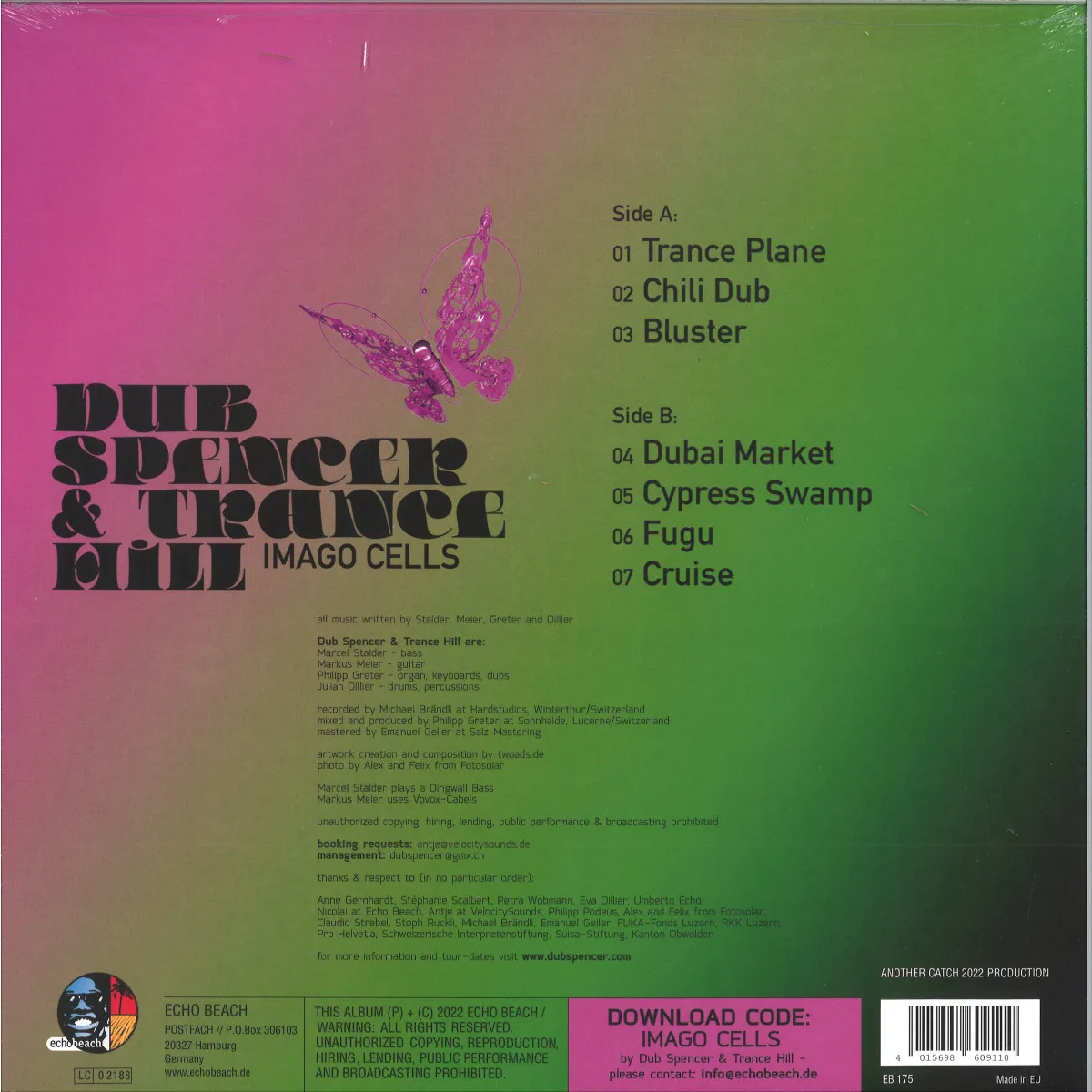 Обратная сторона обложки — DUB SPENCER & TRANCE HILL — IMAGO CELLS LP
