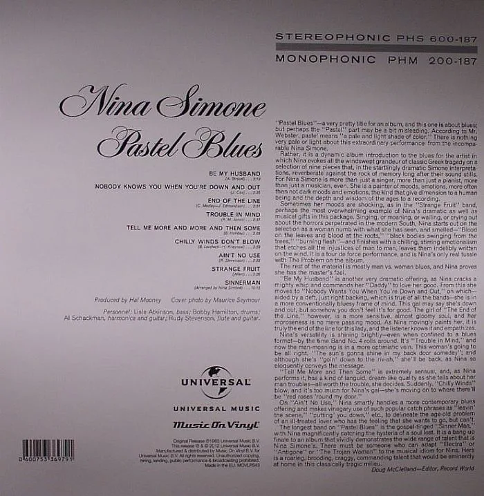 Back cover — Nina SIMONE — Pastel Blues