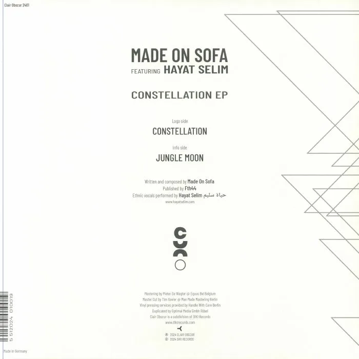 Обратная сторона обложки — MADE ON SOFA feat HAYAT SELIM — Constellation EP