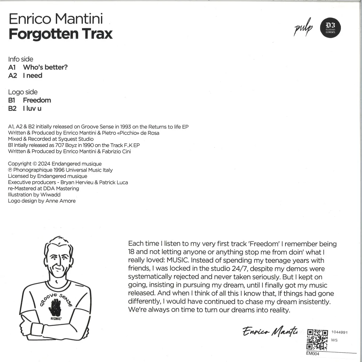 Обратная сторона обложки — Enrico Mantini — Forgotten Trax EP