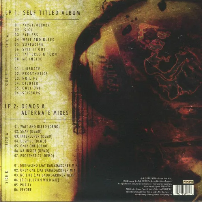 Back cover — SLIPKNOT — Slipknot (25th Anniversary Edition) (B-STOCK)