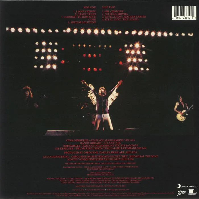 Обратная сторона обложки — Ozzy OSBOURNE — Blizzard Of Oz: 30th Anniversary Vinyl Edition (remastered)