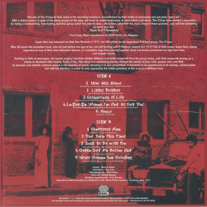 Back cover — The O'JAYS — Super Bad (remastered) (Record Store Day Black Friday RSD 2024)