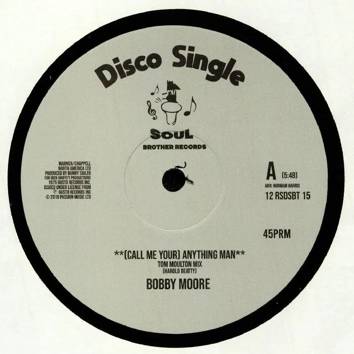Front cover — Bobby MOORE / SWEET MUSIC — (Call Me Your) Anything Man (Record Store Day 2020)