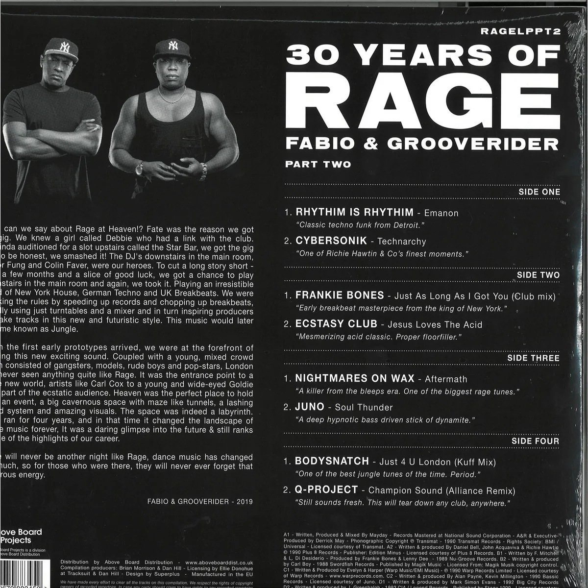Back cover — Fabio&Grooverider — 30 Years of Rage Part 2 (Limited White Vinyl) 2x12"