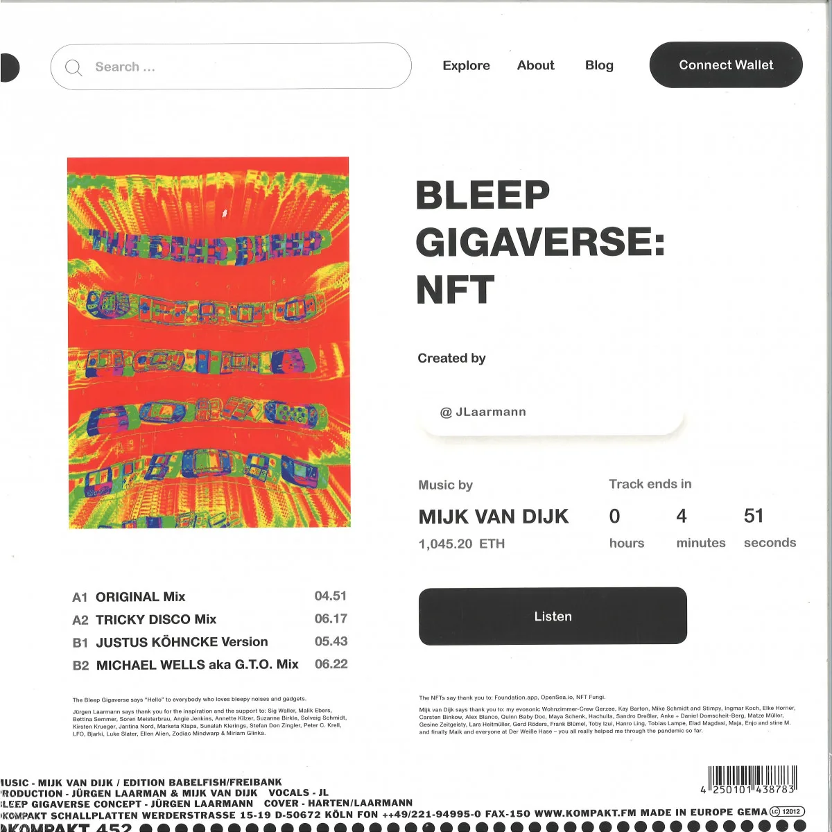 Обратная сторона обложки — Bleep Gigaverse — NFT