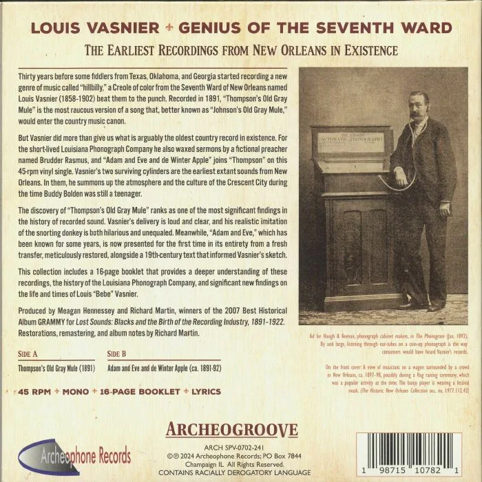 Обратная сторона обложки — Louis VASNIER — Genius Of The Seventh Ward