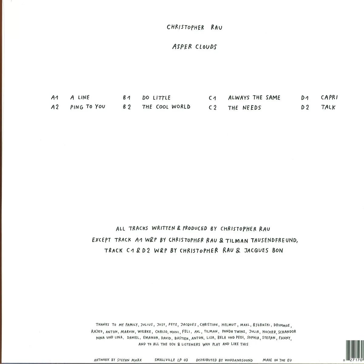 Back cover — Christopher Rau — Asper Clouds LP 2x12"