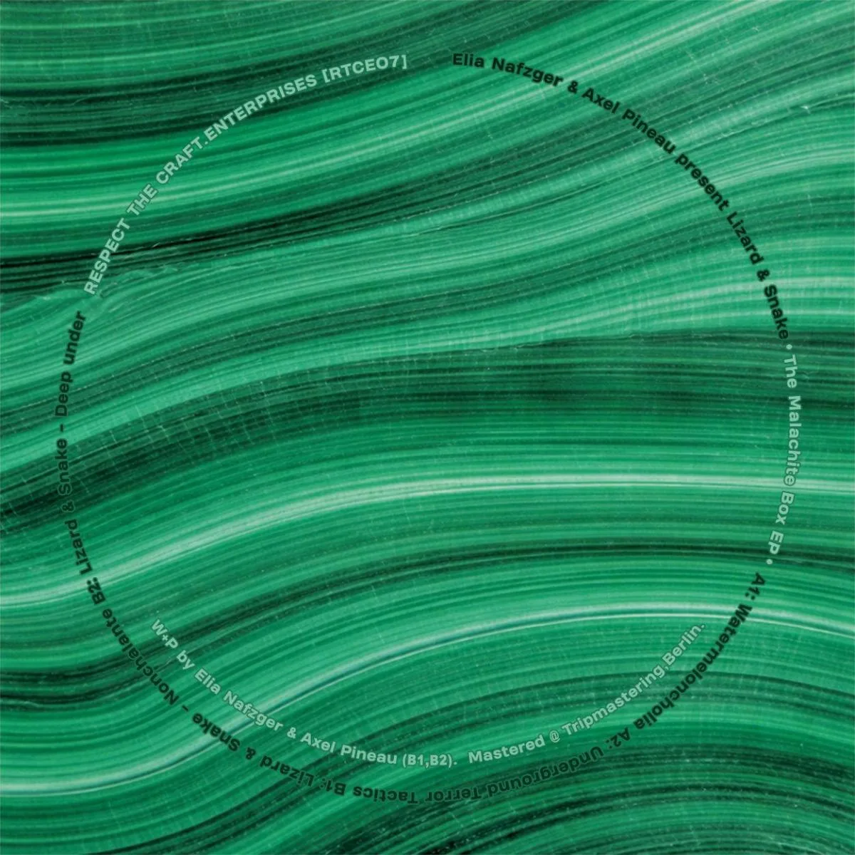 Back cover — Elia Nafzger & Axel Pineau present Lizard & Snake — The Malachite Box EP