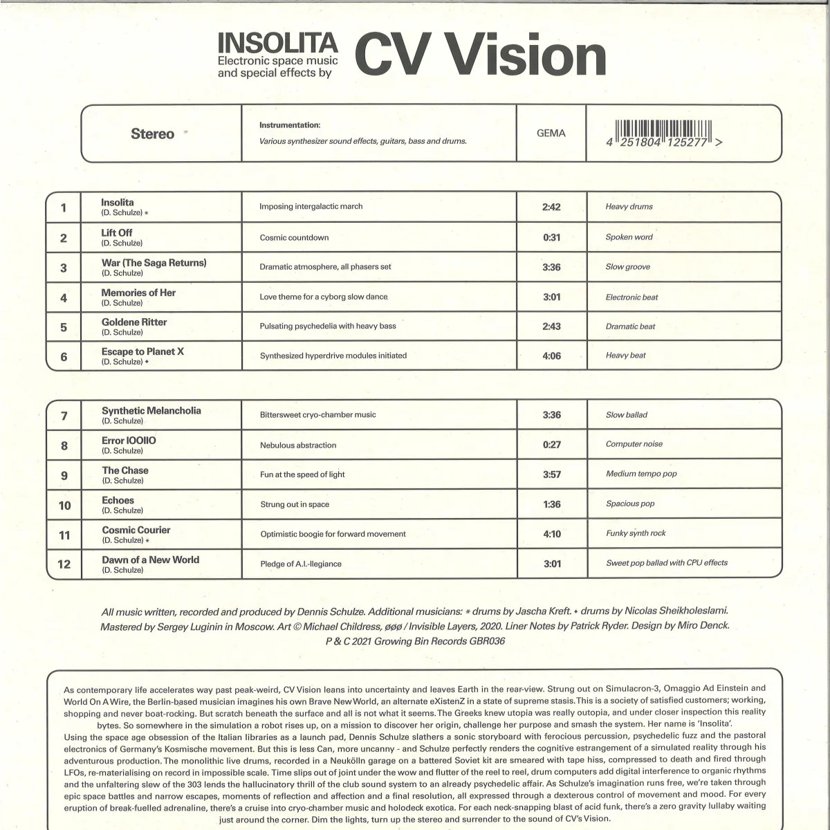 Back cover — Cv Vision — Insolita