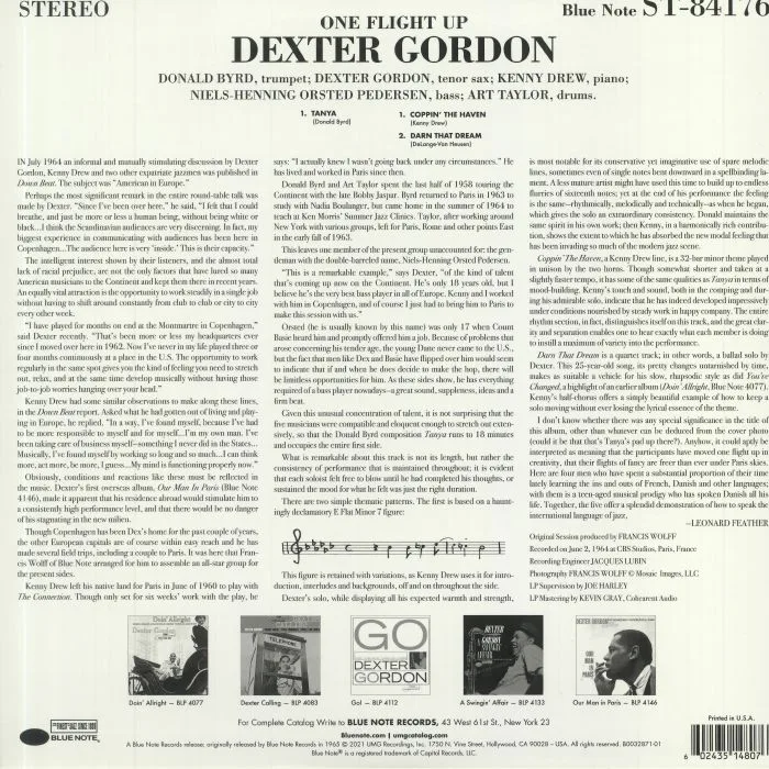 Back cover — Dexter GORDON — One Flight Up (Tone Poet Series) (reissue)