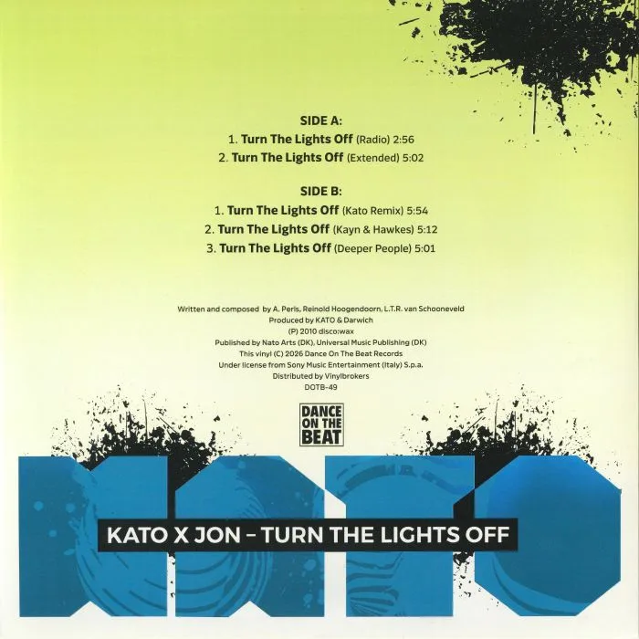 Back cover — KATO / JON — Turn The Lights Off