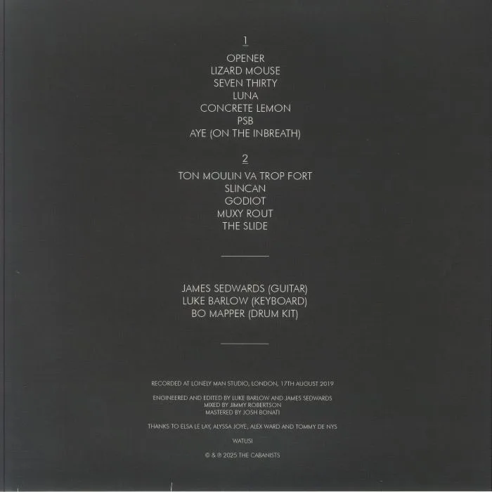 Back cover — The CABANISTS — The Cabanists