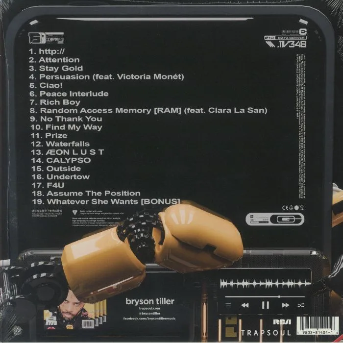 Back cover — Bryson TILLER — Bryson Tiller