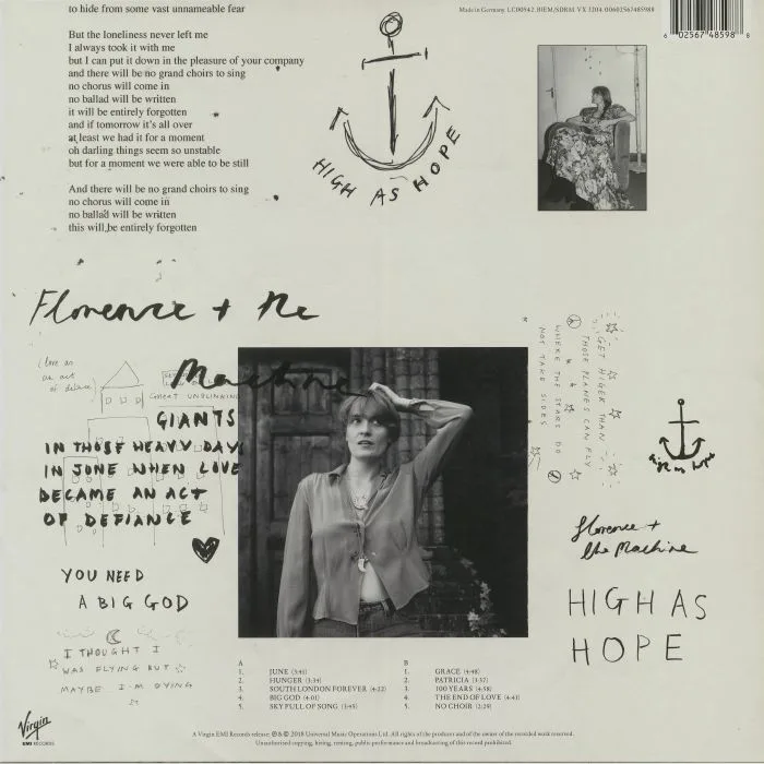 Back cover — FLORENCE & THE MACHINE — High As Hope