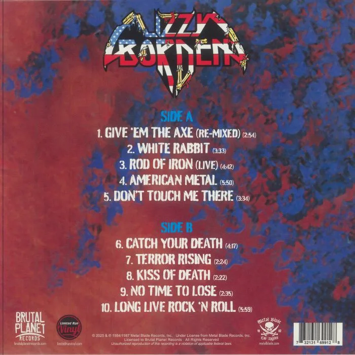 Обратная сторона обложки — Lizzy BORDEN — Terror Rising / Give 'Em The Axe (remastered)