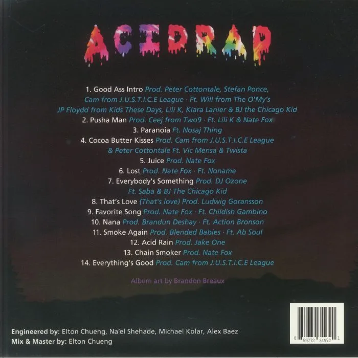 Back cover — CHANCE THE RAPPER — Acid Rap (10th Anniversary Edition)