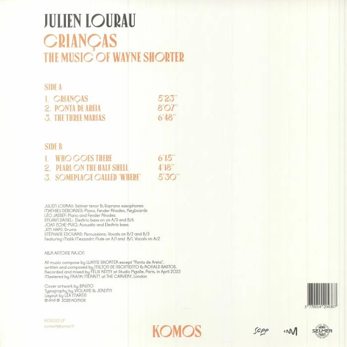 Back cover — Julien LOURAU — Criancas: The Music Of Wayne Shorter