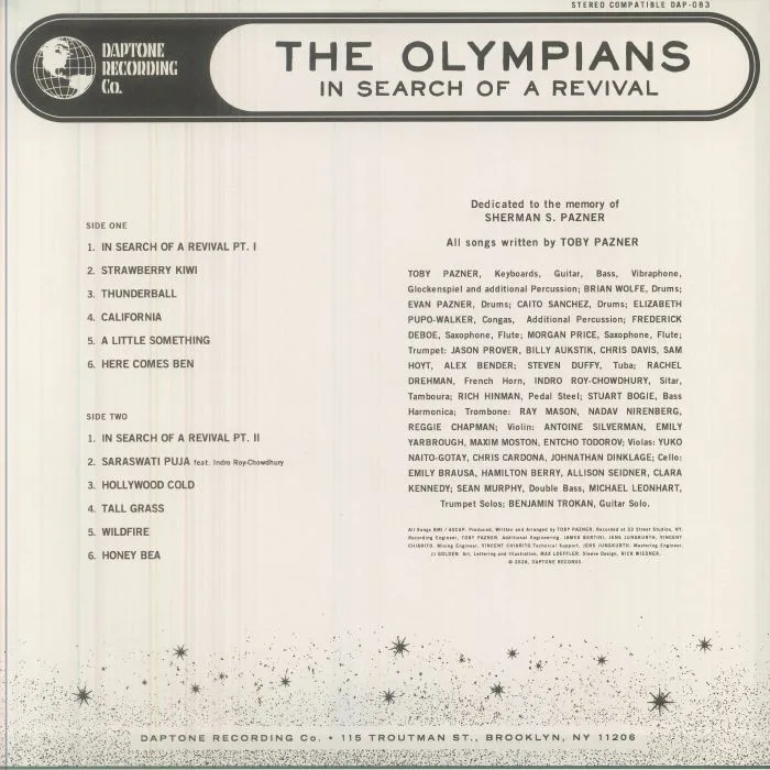 Обратная сторона обложки — The OLYMPIANS — In Search Of A Revival