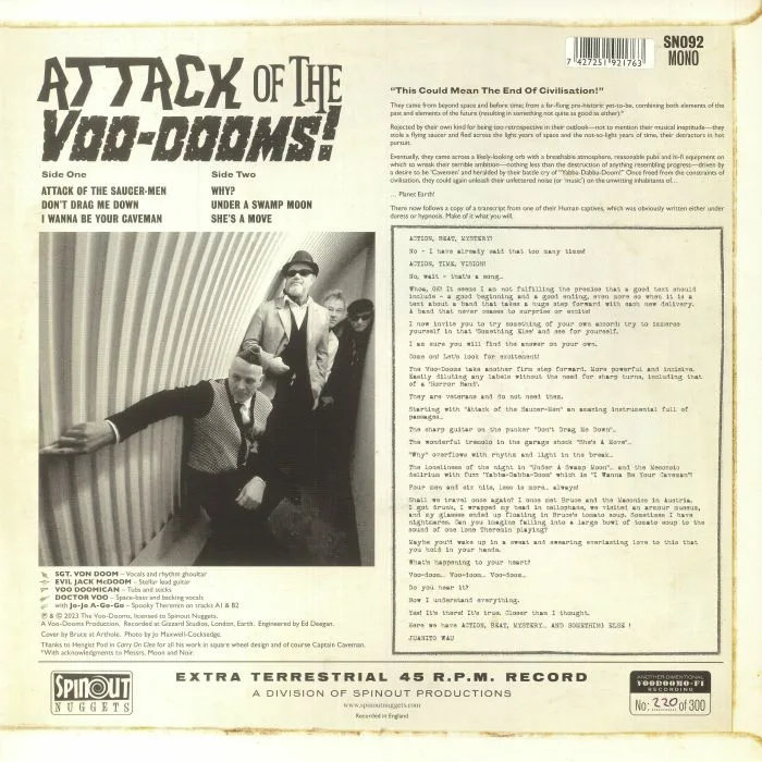 Back cover — The VOO DOOMS — Attack Of The Voo Dooms