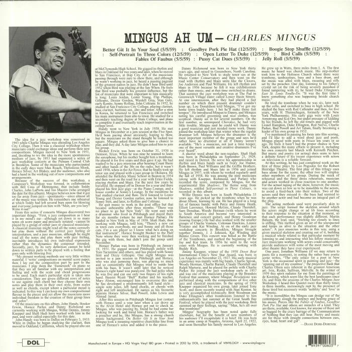 Back cover — Charles MINGUS — Mingus Ah Um