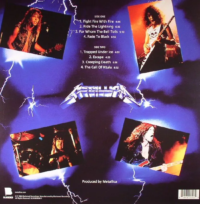 Обратная сторона обложки — METALLICA — Ride The Lightning (remastered)