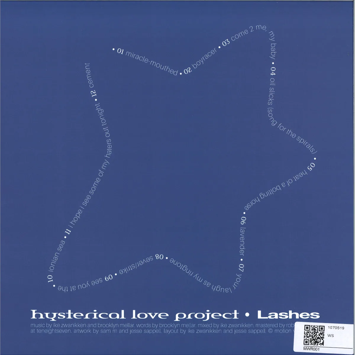 Обратная сторона обложки — Hysterical Love Project — Lashes LP
