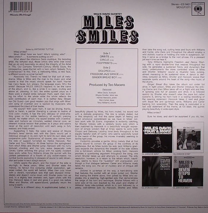 Обратная сторона обложки — MILES DAVIS QUINTET — Miles Smiles