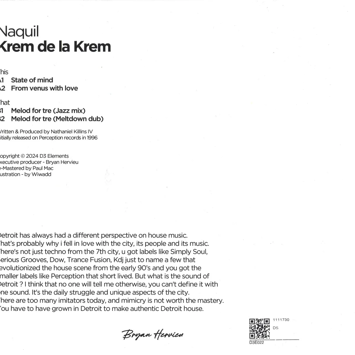 Back cover — Naquil — Krem De La Krem
