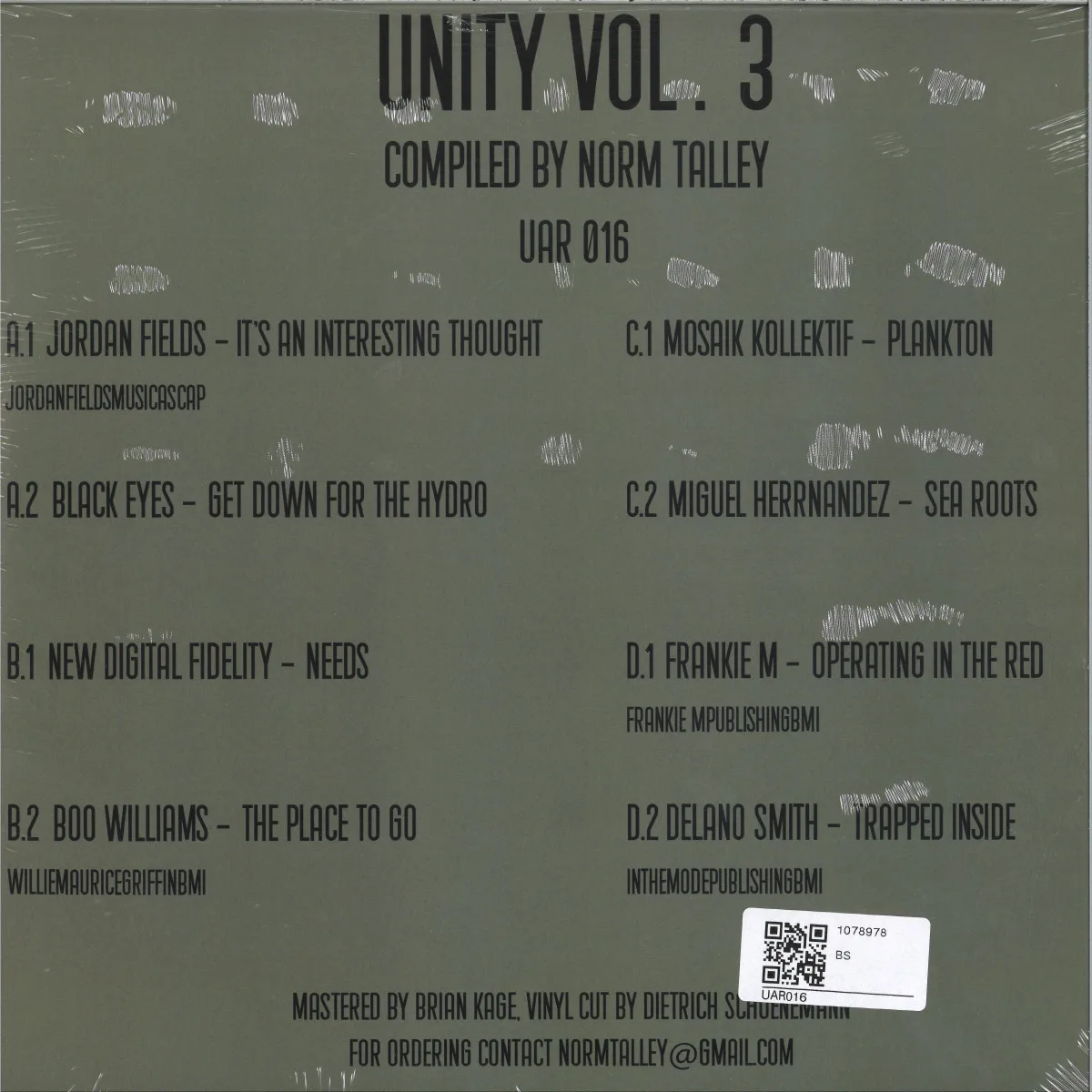 Back cover — Various — Unity Volume 3 (2x12")