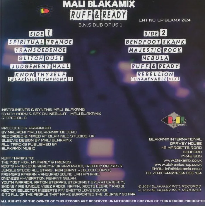 Back cover — MALI BLAKAMIX — Ruff & Ready BNS Dub Opus 1