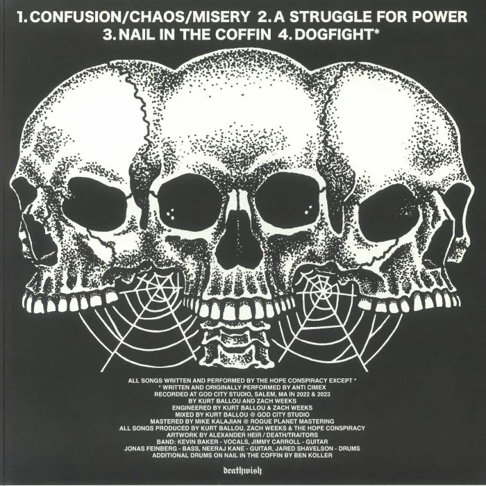 Обратная сторона обложки — The HOPE CONSPIRACY — Confusion / Chaos / Misery