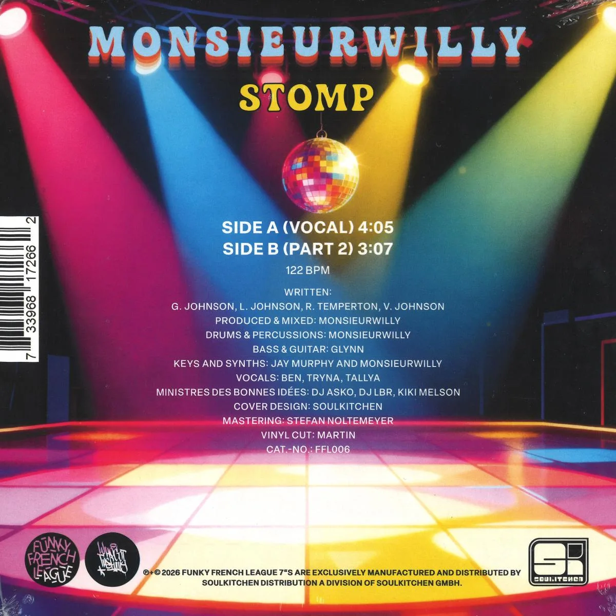 Обратная сторона обложки — MONSIEURWILLY — STOMP (7")