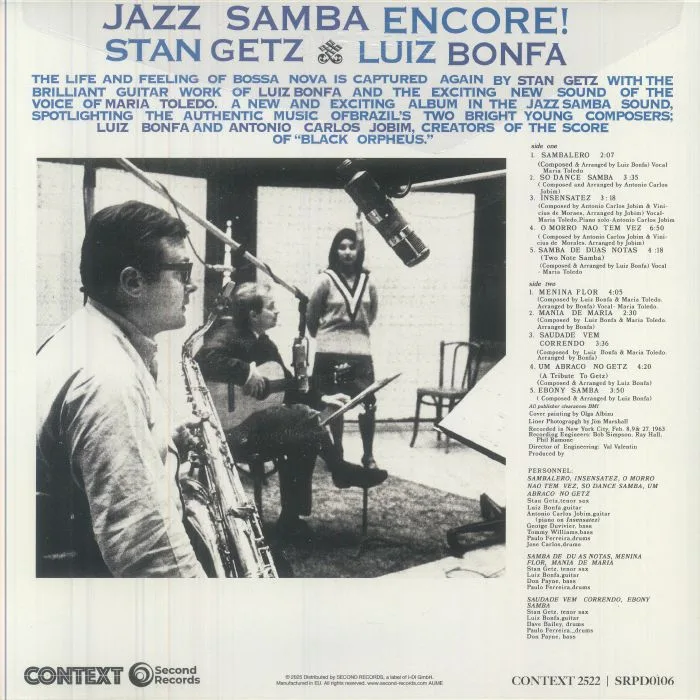 Обратная сторона обложки — Stan GETZ / LUIZ BONFA — Jazz Samba Encore! (reissue)