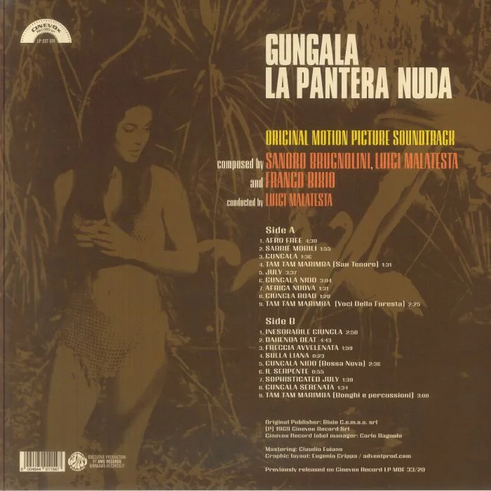 Обратная сторона обложки — BRUGNOLINI / MALATESTA / BIXIO — Gungala La Pantera Nuda