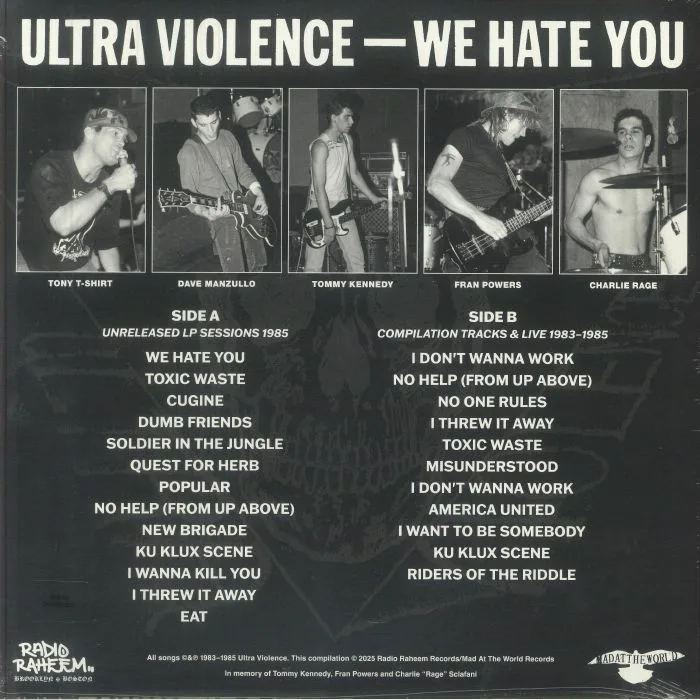 Back cover — ULTRA VIOLENCE — We Hate You