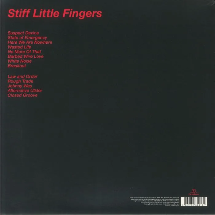 Обратная сторона обложки — STIFF LITTLE FINGERS — Inflammable Material (remastered)