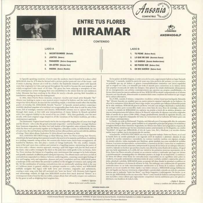 Обратная сторона обложки — MIRAMAR — Entre Tus Flores