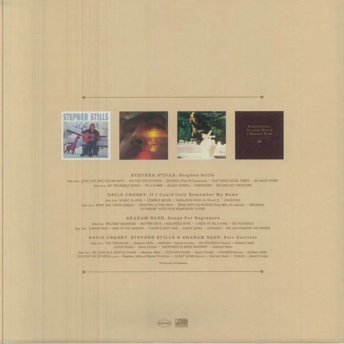 Обратная сторона обложки — David CROSBY / STEPHEN STILLS / GRAHAM NASH — The Solo Albums (Record Store Day RSD 2026)