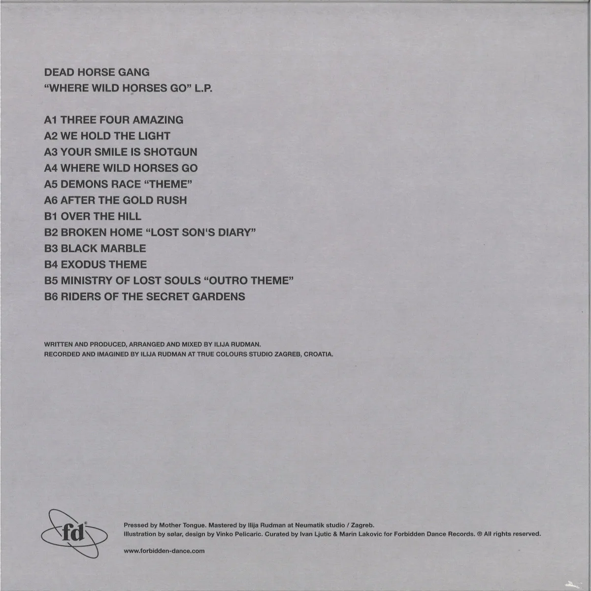 Обратная сторона обложки — Ilija Rudmanpres.Dead Horse — Where Wild Horses Go LP