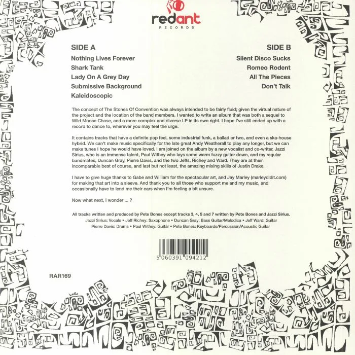 Back cover — PETE BONES & THE STONES OF CONVENTION — Hyena Hopscotch
