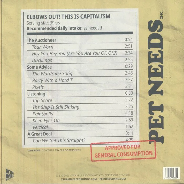 Обратная сторона обложки — PET NEEDS — Elbows Out! This Is Capitalism