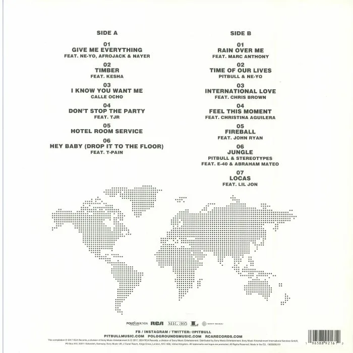 Back cover — PITBULL — Greatest Hits