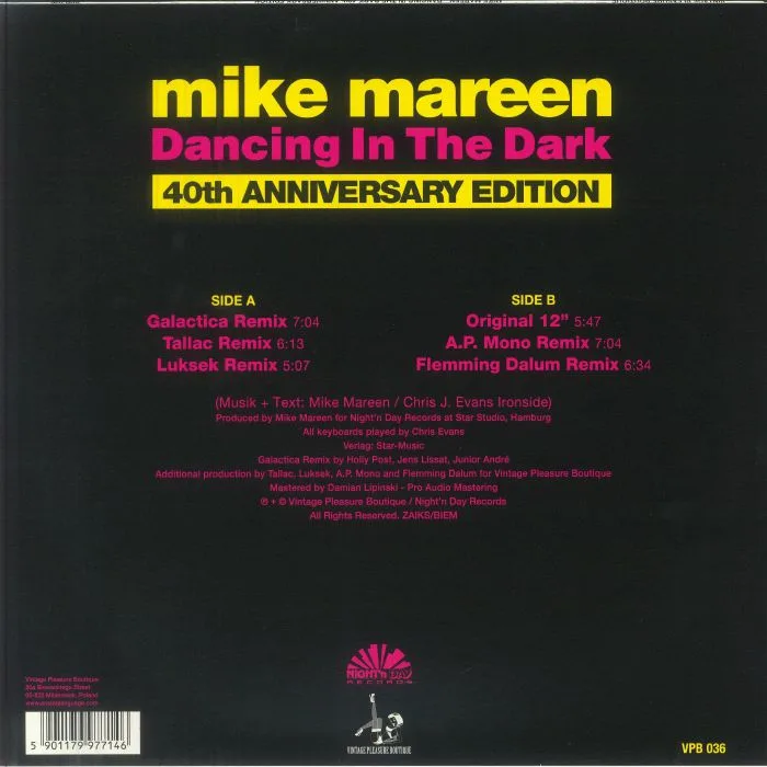 Back cover — Mike MAREEN — Dancing In The Dark (40th Anniversary Edition)