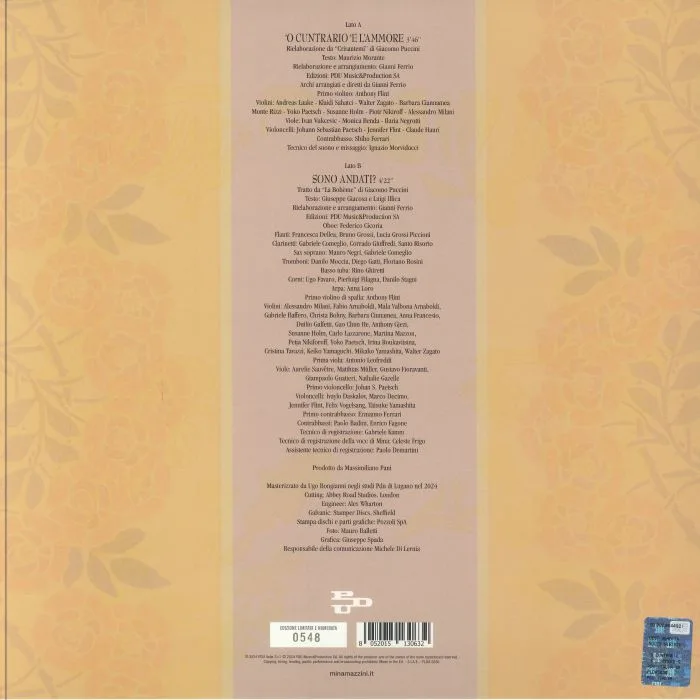 Back cover — MINA — 'O Cuntrario 'E L'ammore (Record Store Day RSD 2024)