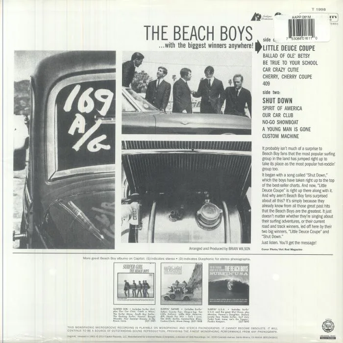 Обратная сторона обложки — The BEACH BOYS — Little Deuce Coupe (reissue) (mono)