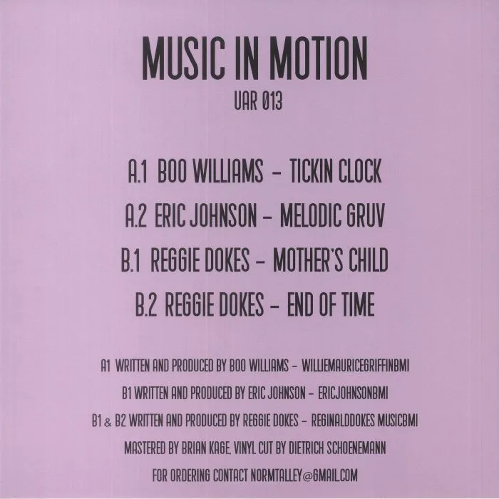 Обратная сторона обложки — BOO WILLIAMS / ERIC JOHNSON / REGGIE DOKES — Music In Motion