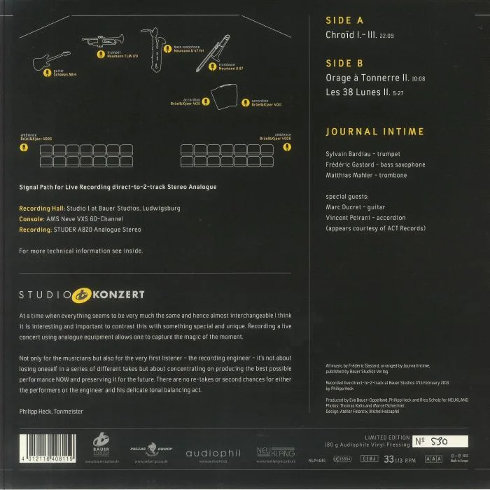 Back cover — JOURNAL INTIME — Studio Konzert